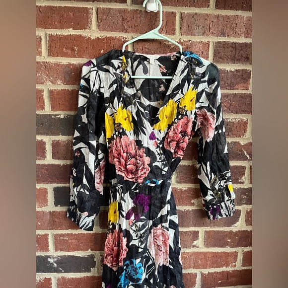 Lucky Brand Abstract Floral Midi Wrap Dress Size XS - Picture 5 of 11